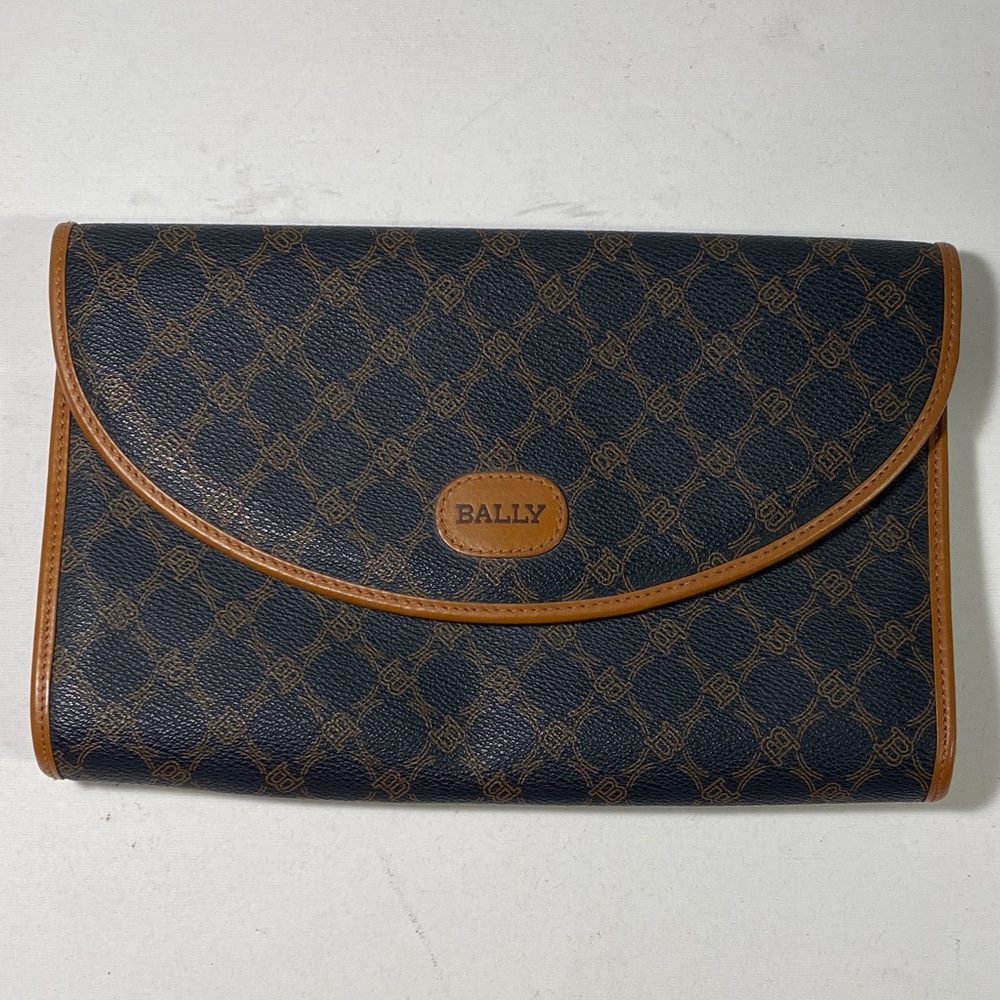 Bally Clutch Black and Brown Patterned monogram